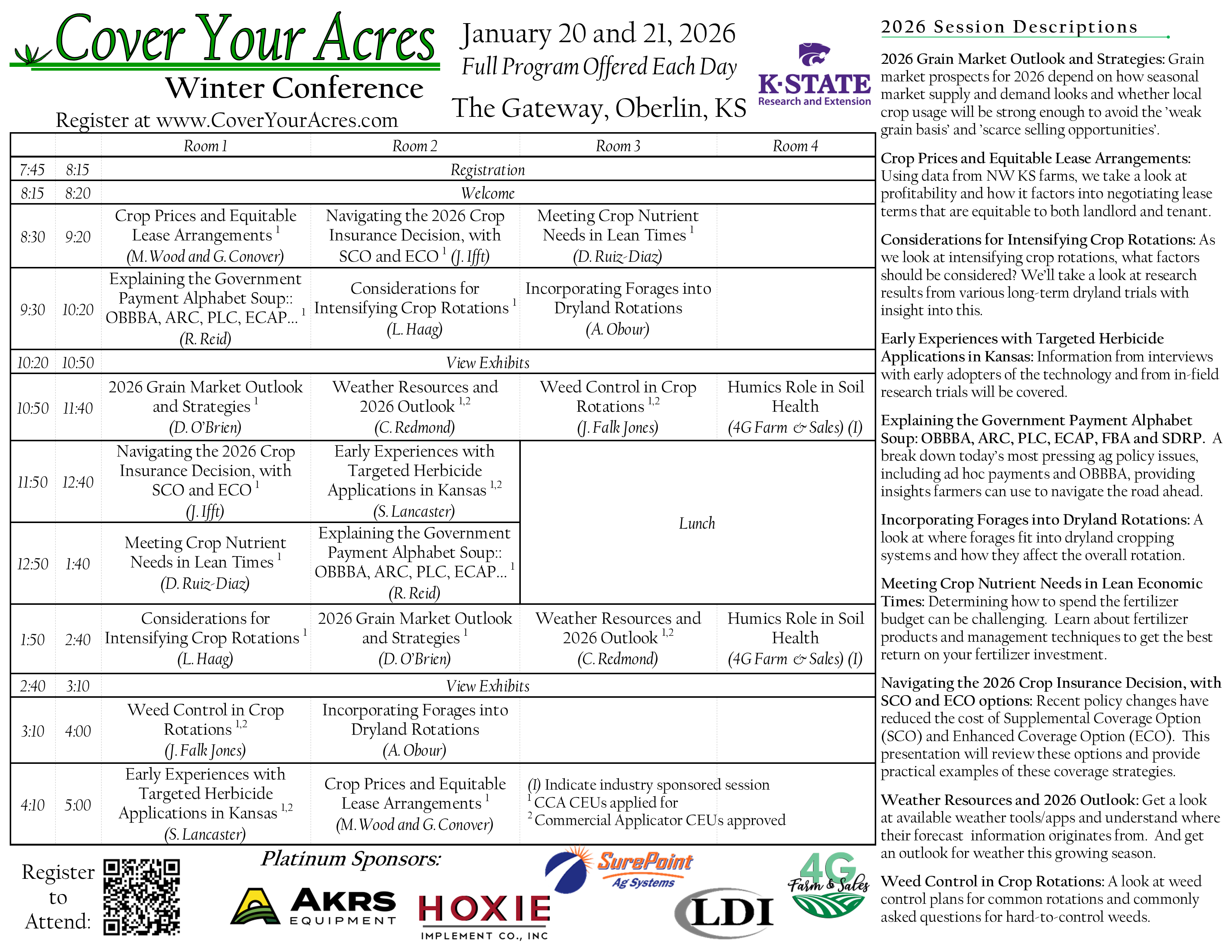 2026 Cover Your Acres Schedule 2026 Cover Your Acres Schedule